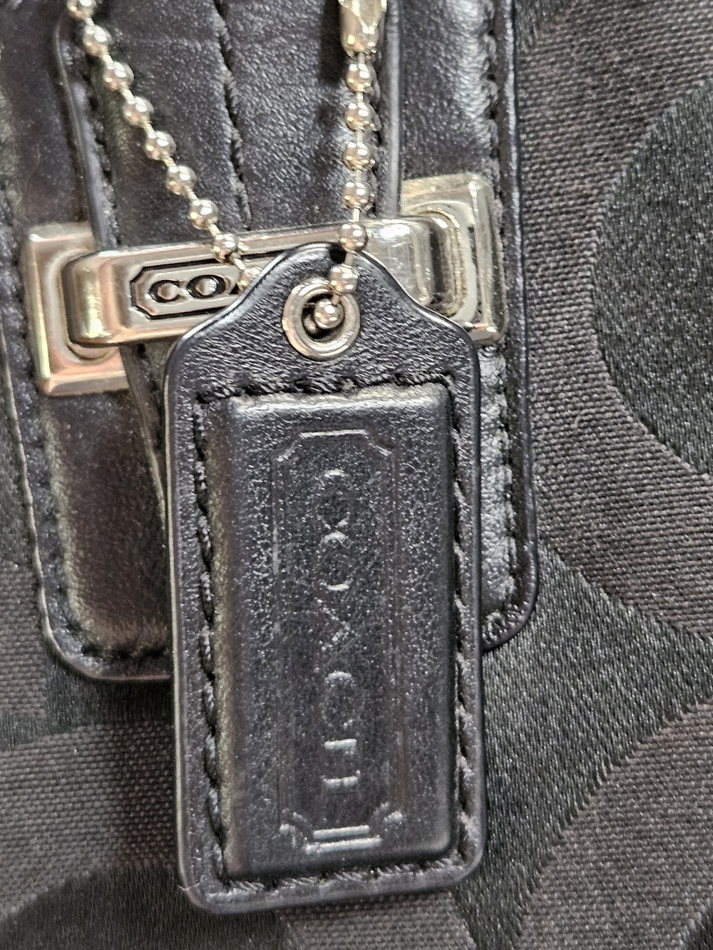 Signature  COACH Taylor Op Art Alexis Carry-All Tote Handbag F25501 Black/black - Picture 10 of 14